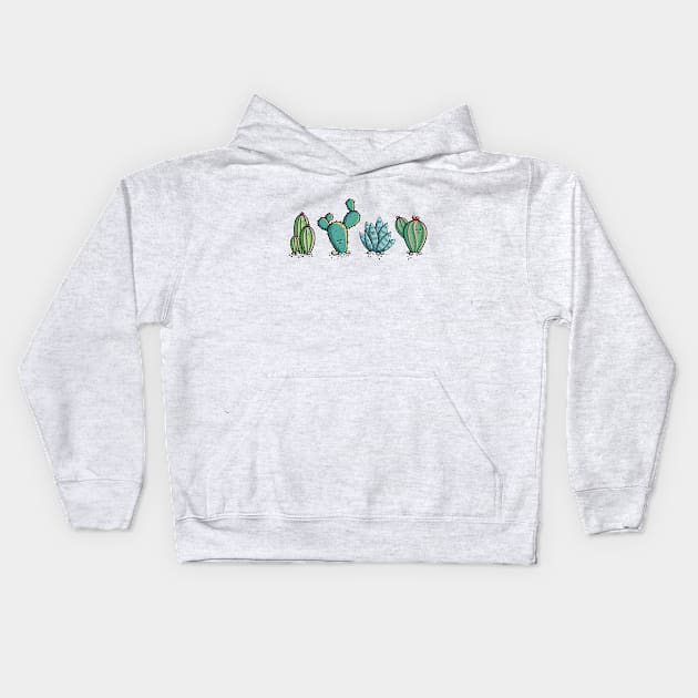 Kawaii Cute Cacti Desert Plants Kids Hoodie by freeves